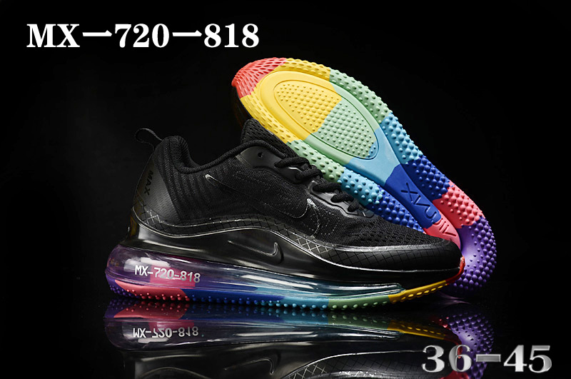 Women Nike Air Max 720-818 Black Rainbow Shoes - Click Image to Close
